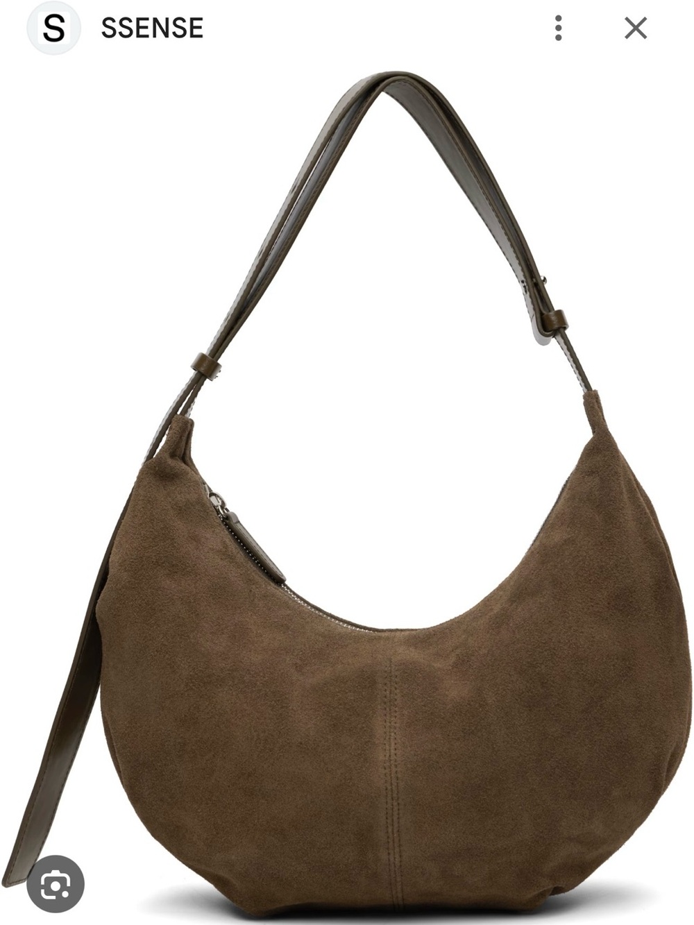 Suede Crescent Shoulder Bag in Brown
